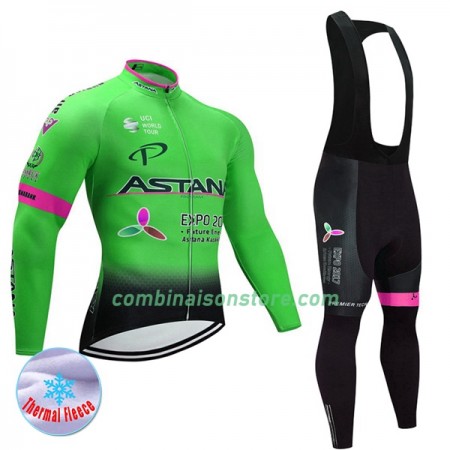 Maillot Cyclisme Hiver + Collant à Bretelles 2017 Astana Pro Team N002